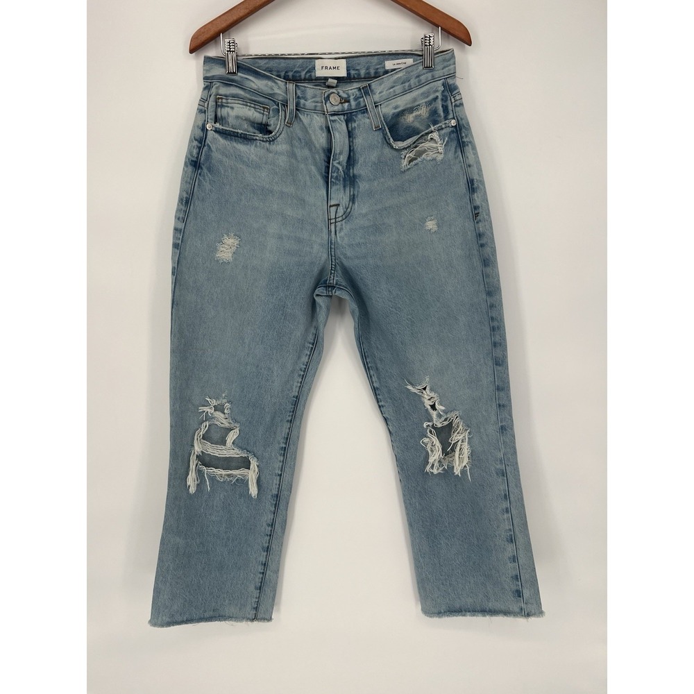FRAME Le Jane cropped high-rise straight-leg jeans - Women - Light denim size 29